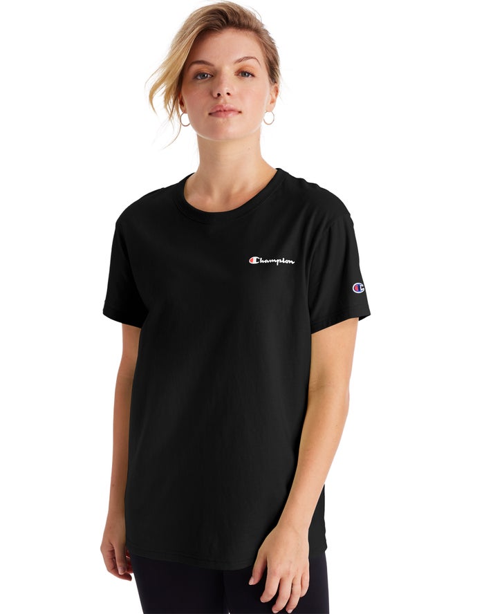 Camiseta Champion Mujer - Boyfriend Script Logo ( Negras ) 3056792-WH